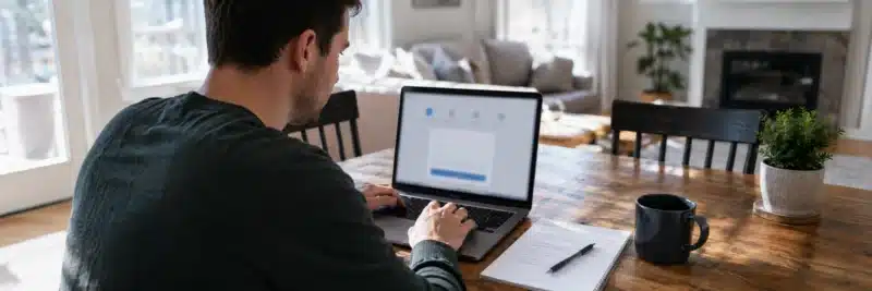 Person setting up their first investment account as a beginner