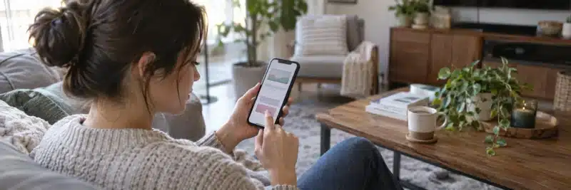 Person testing a landing page on their phone before publishing