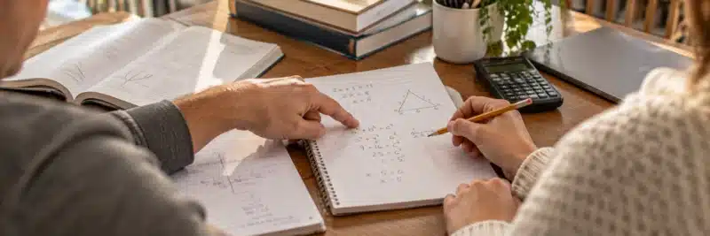 Tutor and student working through a problem together during a session