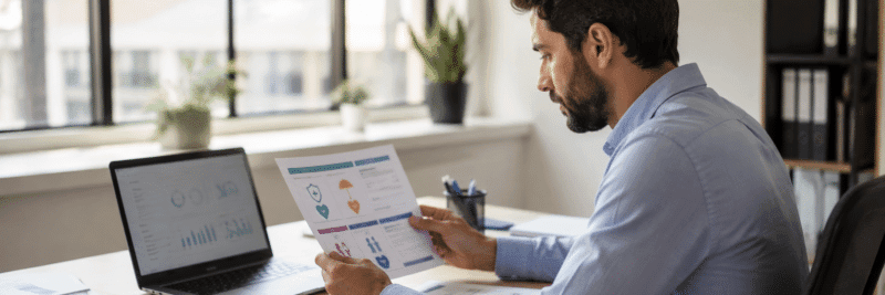 Person reviewing workplace retirement plan and employer match details