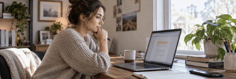 Person adding a clear affiliate disclosure to a blog post