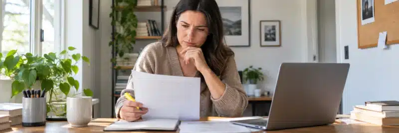 Person reviewing affiliate program terms before promoting a product